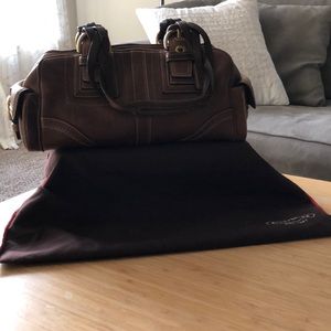 Coach Mia tobacco brown braided handle satchel